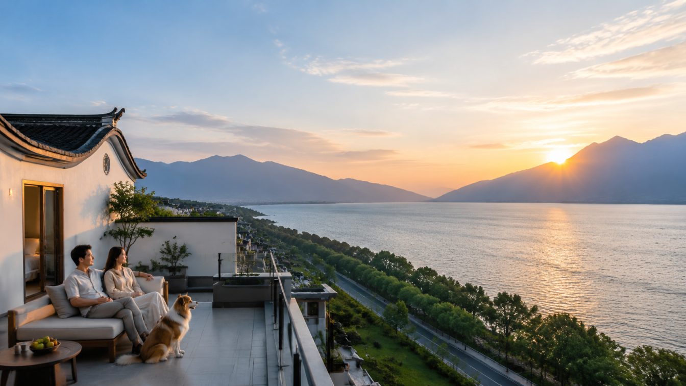 临沧携宠住进洱海落日